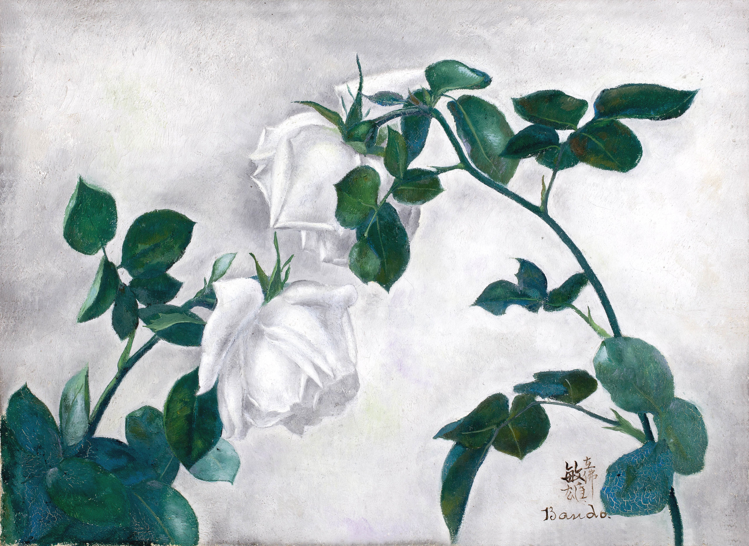 Toshio Bando - Roses blanches 1935 Huile sur toile, The Jariyah Collection Semarang, Indonésie © Jacques Boutersky, Paris