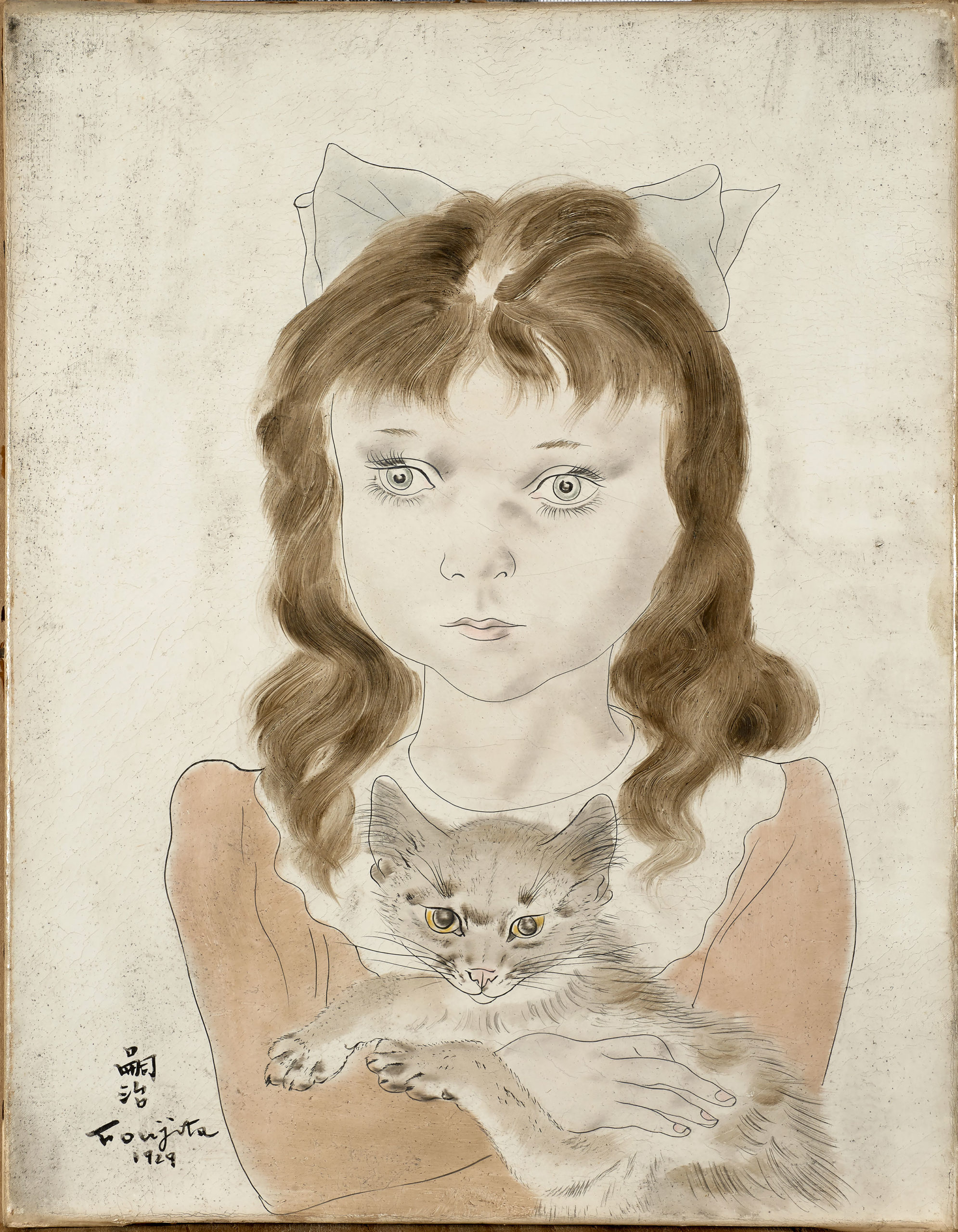 L. Foujita "Petite fille au chat" 1929 huile sur toile Coll. part. © A.A. S. Buisson, Paris 2022