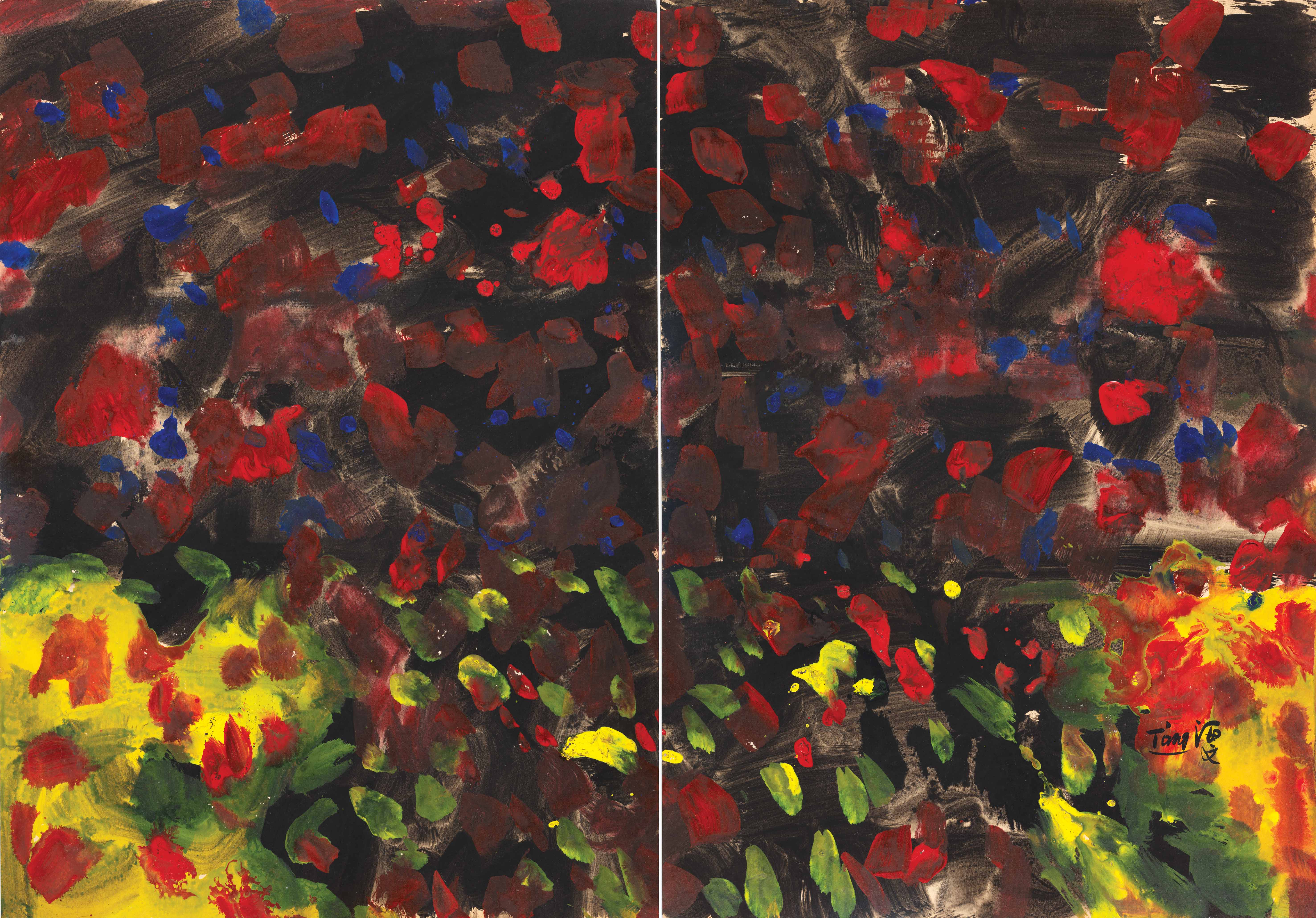 Sans titre-1968:1969, mix media sur Kyro, diptyque, 70x100 cm