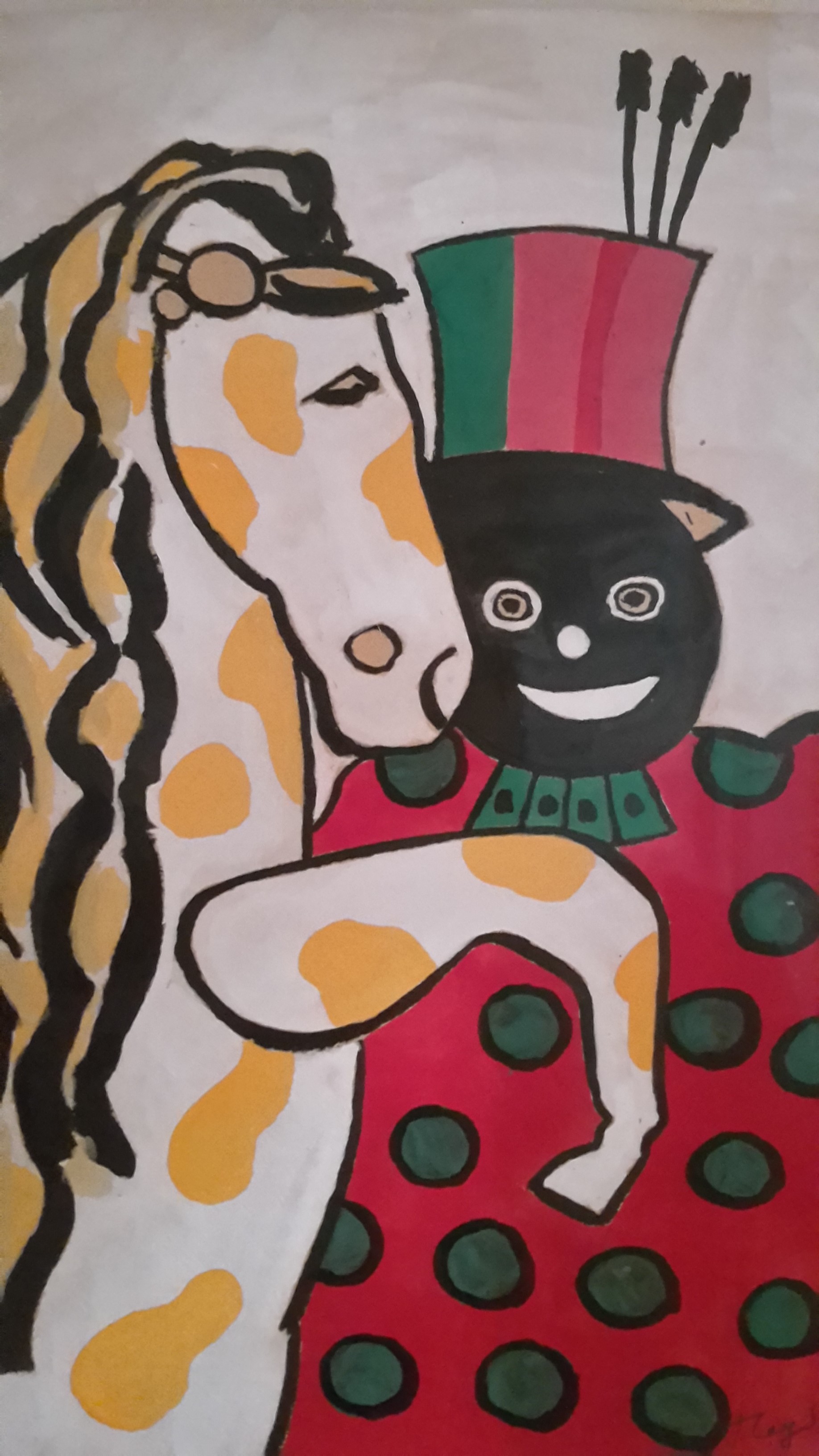 Fernand Léger - Le Clown noir (étude pour le Cirque) 1949 Gouache sur papier 23,4x15,3cm Coll. part.