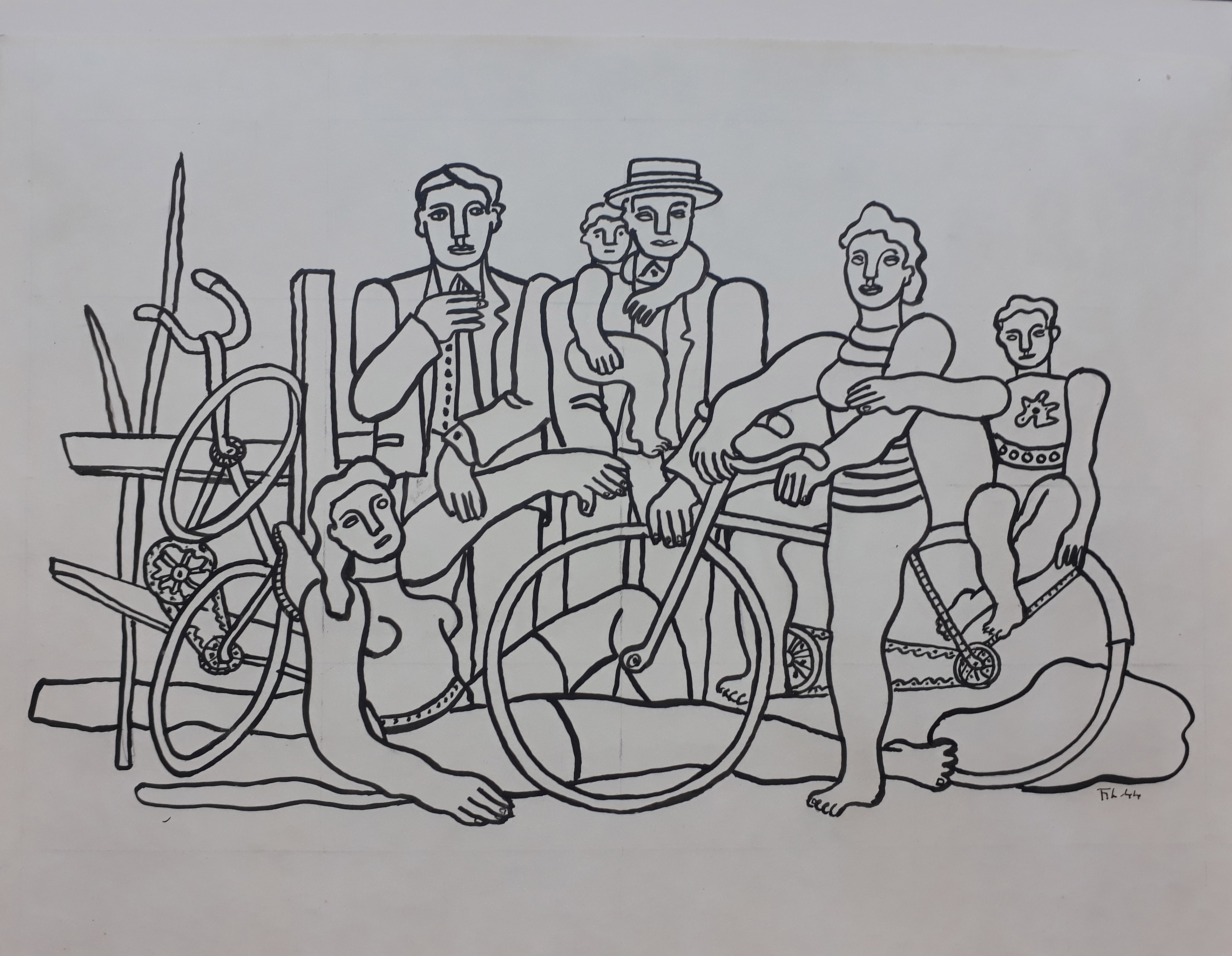 Fernand Léger - Les loisirs 1944 Encre sur papier 32 x 44cm Coll. part.