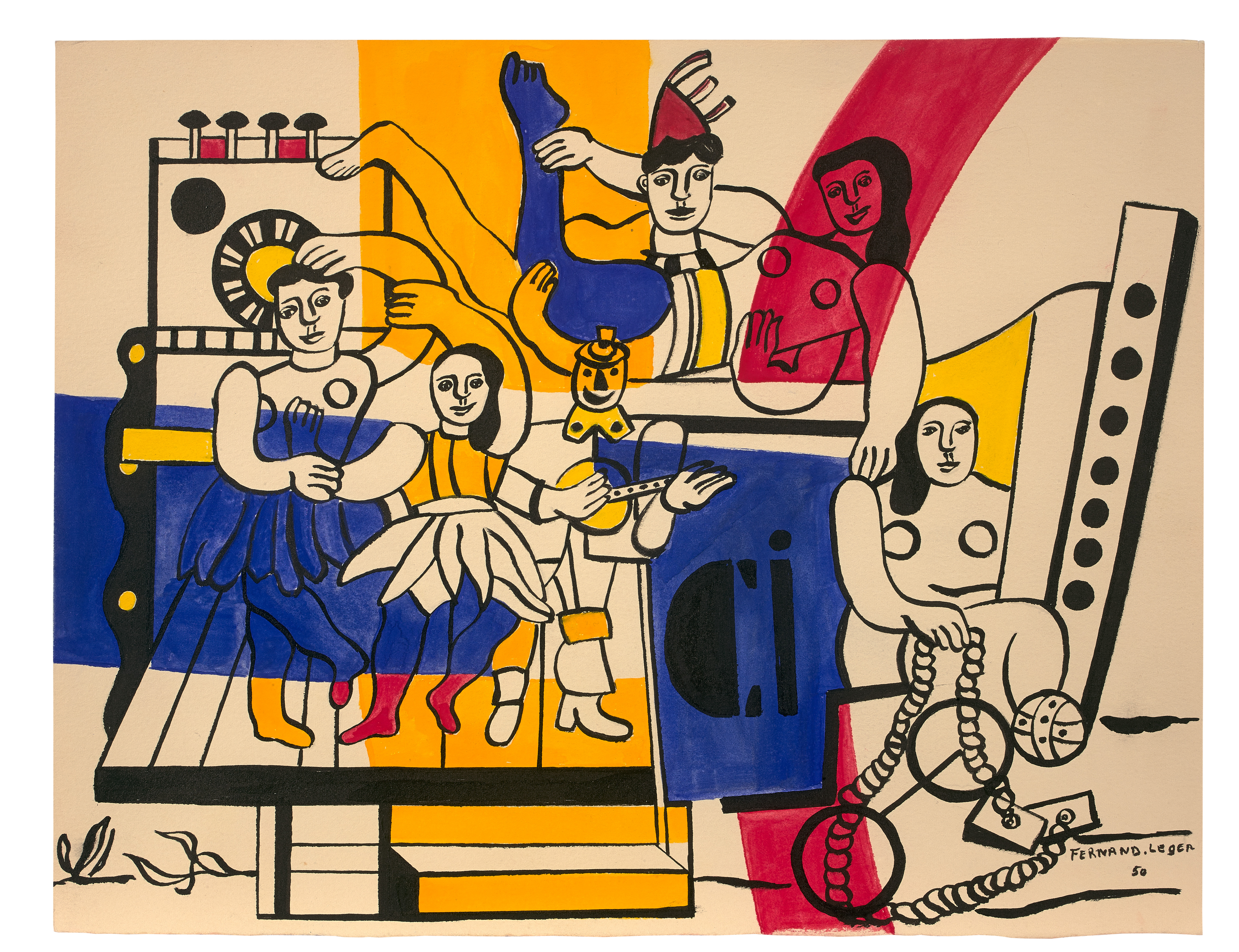 Étude pour la Grande parade 1950 Gouache sur papier 29 x 37cm Coll. part.