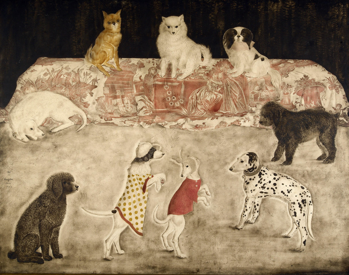 Léonard FOUJITA Carnaval des chiens, 1922 - Huile sur toile, 113x143cm, Coll. part© Fondation Foujita/ ADAGP, 2020 - Archives artistiques du Catalogue Raisonné de l'Oeuvre de Foujita (détail)