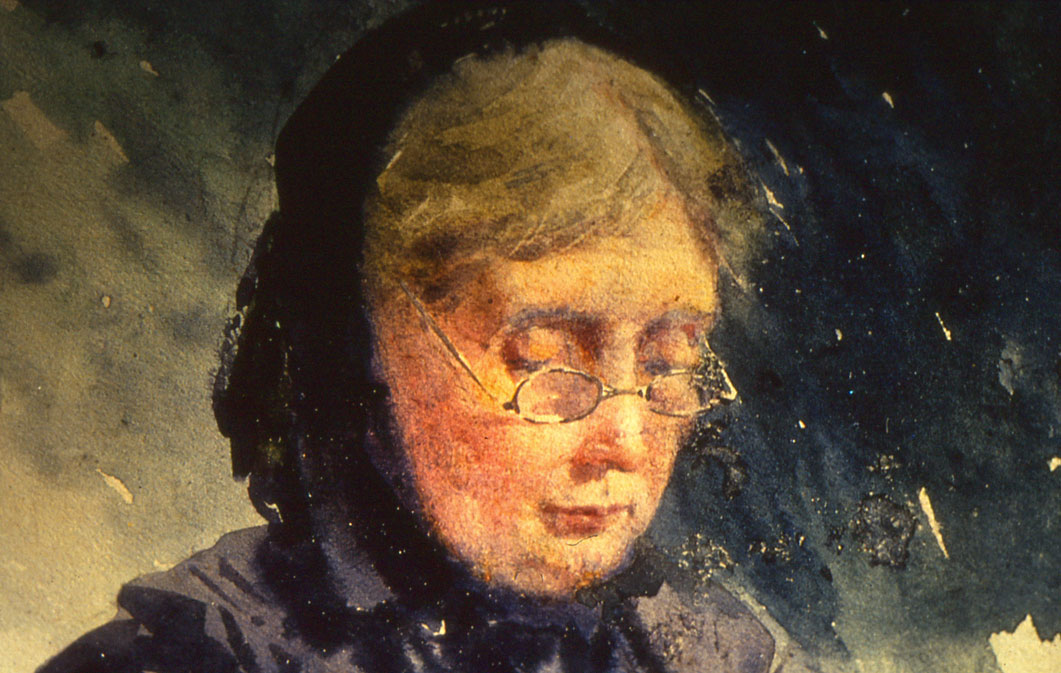 Blanche Odin - Portrait de sa mère, aquarelle sur papier, coll. part.