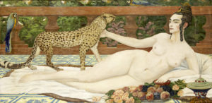Jacqueline Marval Odalisque with Cheetah 1900 Oil on canvas