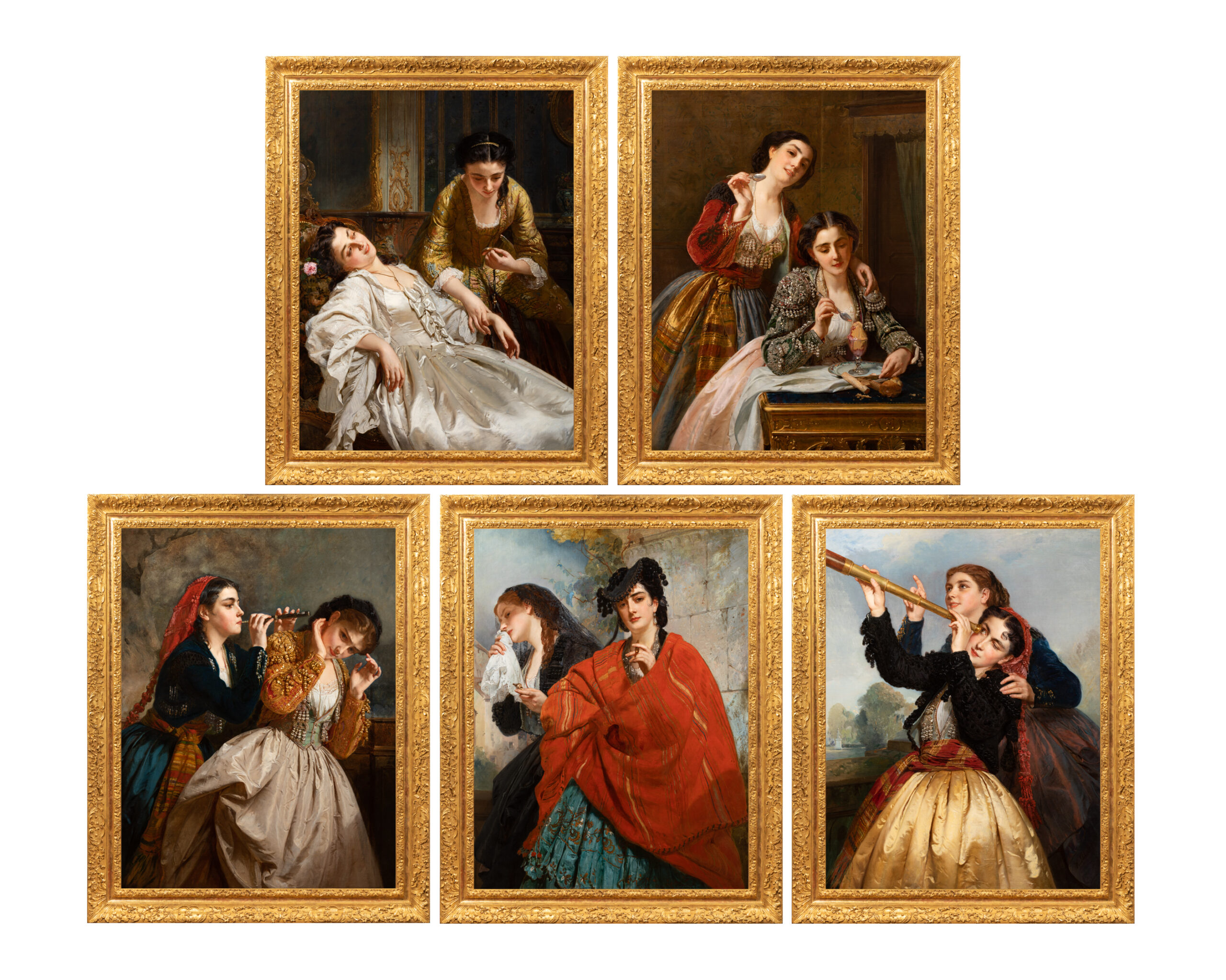 Henri-Guillaume Schlesinger (1814-1893), Les Cinq Sens, Salon des Beaux-Arts (1865), Exposition universelle (1867), huile sur toile, 115 x 89,5 cm, coll. part., © Inu studio