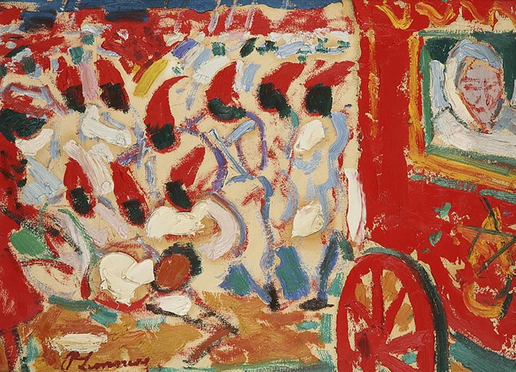 Roger LIMOUSE (1894-1990) École française La sortie du Sultan Huile sur toile, signée en bas à gauche 38 x 46 cm