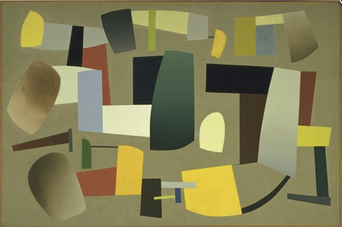 1934 Composition en couleur Huile sur toile 128,6 x 194 cm.